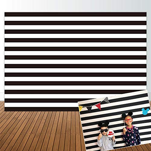 Allenjoy 7x5ft Black and White Stripe Backdrop for Birthday Party Bridal Baby Shower Christmas Xmas Halloween Wedding Decor Decorations Photography Pictures Photo Studio Booth Shoot Background