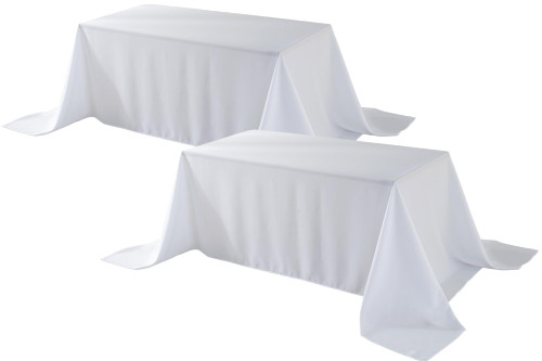 Craft And Party, 2 Pack 90 x 156 Inch White Premium Polyester Rectangle Tablecloth for Wedding, Restaurant or Banquet