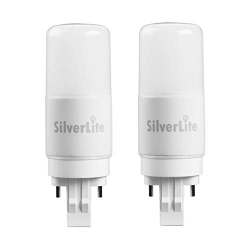 [Plug&Play] Silverlite 5w(13w CFL Equivalent) LED Stick PL Bulb GX23-2 Pin Base, 500LM, Warm White(3000k), Driven by 120-277V and CFL Ballast, UL Classified, 2 Pack