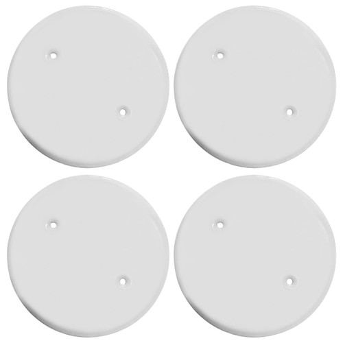 Ohlectric 5 Inch White Ceiling Blank-Up Cover Plate- 2.75 Inch Apart Screw Holes, Mounting Screws Included-Covers 3-1/2 Inch Round/Octagon Electrical Boxes in Walls or Ceilings- (Pack of 4) OL-54977