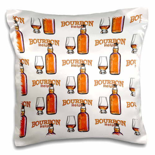 3dRose Bourbon Helps, for Drinking Whiskey or for Sour mash Bourbon... - Pillow Cases (pc_351984_1)