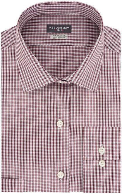 Van Heusen Men's Dress Shirt Regular Fit Flex Collar Check, Port, 16" Neck 32"-33" Sleeve