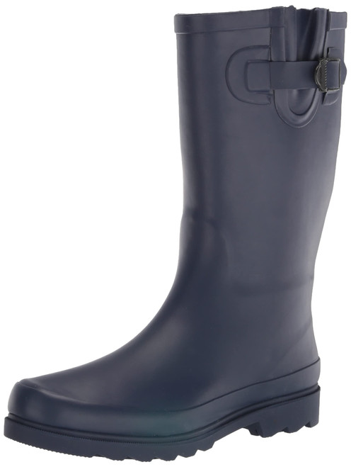 Western Chief Women Solid Tall Waterproof Rain Boot, Navy Matte, 8