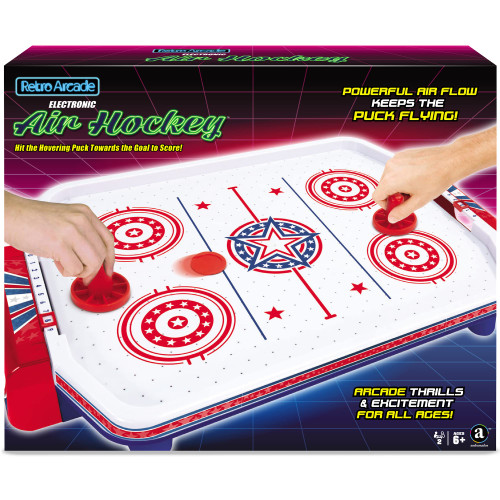 Merchant Ambassador Retro Arcade Electronic: Air Hockey - Tabletop Game, Powerful Airflow, 2 Players, Ages 6+