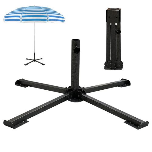 BUJIATANG Foldable Parasol Base Black Adjustable Beach Sun Umbrella Stand for Pole Size 3.5cm Diameter Heavy Duty Metal Patio Umbrella Stands Bases