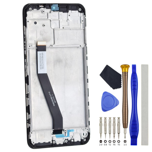 Full LCD Digitizer Screen with Frame for Xiaomi Redmi 9 M2004J19G M2004J19C Display Touch Screen Replacement Black 6.53"