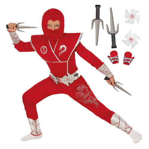 Morph Red Ninja Costume Kids Boys Ninja Costume Halloween Costumes For Boys Kids Ninja Outfit Ninja Suit With Accessories