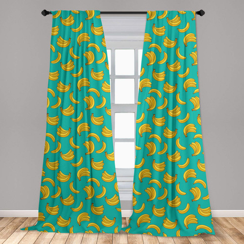 Ambesonne Yellow and Blue Window Curtains, Tropical Bananas Pattern in Vivid Tones Exotic Style Palm Summer Graphic, Lightweight Decor 2-Panel Set with Rod Pocket, Pair of - 28" x 63", Yellow Teal Ambesonne Yellow and Blue Window Curtains, Tropical Bananas Pattern in Vivid Tones Exotic Style Palm Summer Graphic, Lightweight Decor 2-Panel Set with Rod Pocket, Pair of - 28" x 63", Yellow Teal