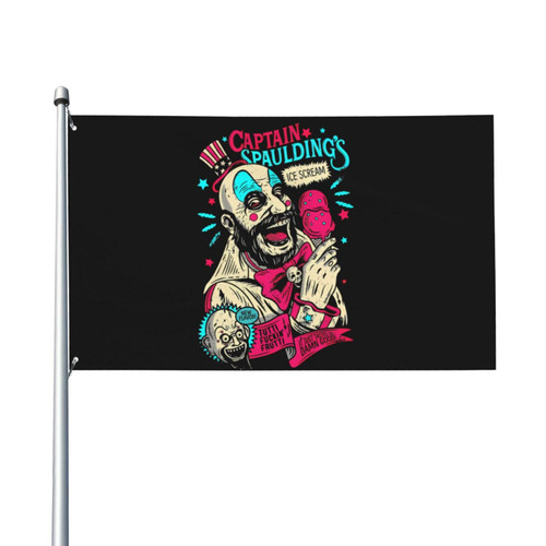 Captain Horror Spaulding Movie Flags 3x5 Foot Banner Garden Flags Indoor Outdoor Home Decorations Black