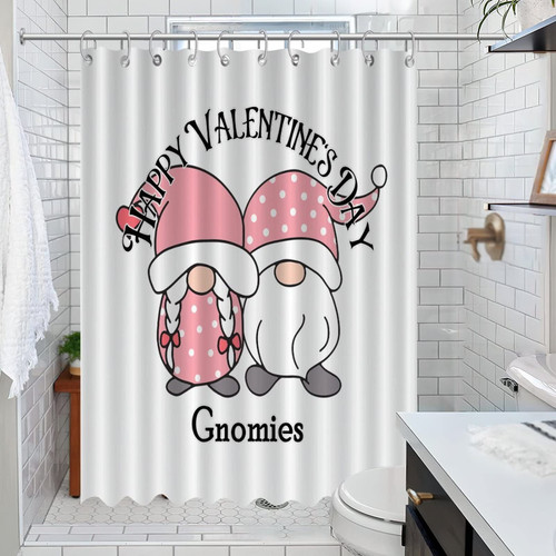 COVOME Bathroom Curtain Happy Valentine's Day Gnomies Bath Curtain Cute Gnome 2022 Graduation Print Shower Curtain for Bathroom Home Bathroom Decorations 47x72 Inch