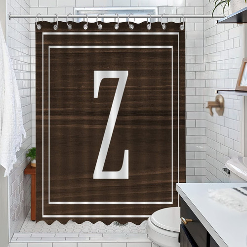 COVOME Bathroom Curtain Initial Letter Z Monogram Shower Curtain for Bathroom English Alphabet Monogrammed Solid Bathroom Shower Curtain Sets Home Bathroom Decorations 47x72 Inch