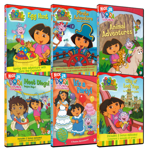 Dora the Explorer: Egg Hunt / Pirate Adventure / Animal Adventures / Meet Diego! / It's a Party / City of Lost Toys (6-Pack)