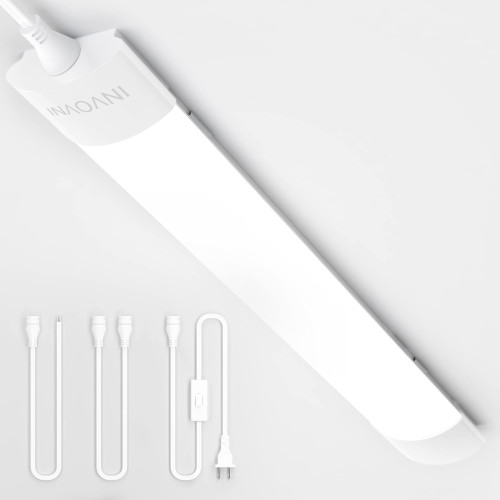 INVOVNI Linkable LED Tri-Proof Light, IP66 Waterproof with 5000K for Outdoor Shop, Garage, Car Wash, and Closet - 2ft/18W LED Vapor Tight Light Fixture with 5ft Cable, Plug, and Switch Included INVOVNI Linkable LED Tri-Proof Light, IP66 Waterproof with 5000K for Outdoor Shop, Garage, Car Wash, and Closet - 2ft/18W LED Vapor Tight Light Fixture with 5ft Cable, Plug, and Switch Included