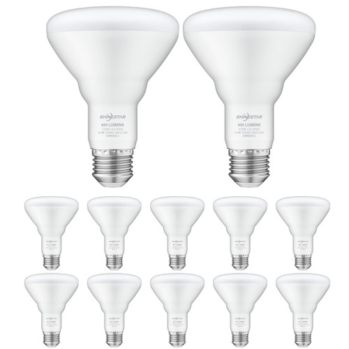 SHINESTAR 12-Pack BR30 LED Bulb 65W Equivalent, Recessed Light Bulbs, 2700K Warm White, Dimmable, 650LM, E26 Base