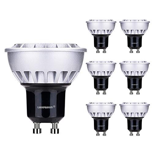 LAMPAOUS GU10 LED Bulbs Daylight 7W Spotlight,50W Halogen Bulb Replacement,120V 6000K Cool White,led Recessed Ceiling Light,Non-Dimmable Downlight Indoor Lighting,6 Pack