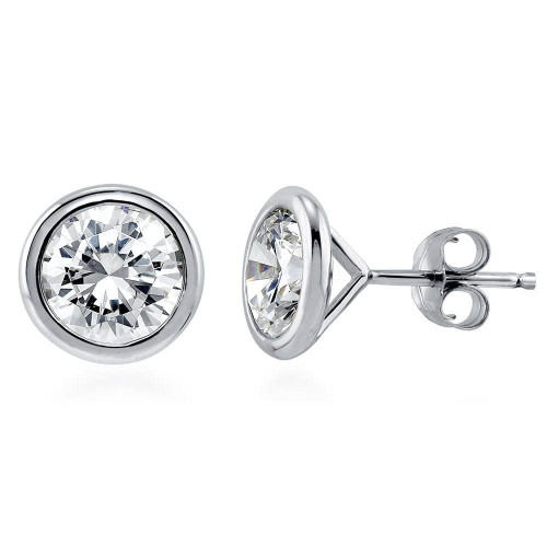 BERRICLE Sterling Silver Cubic Zirconia CZ Fashion Stud Earrings for Unisex, Rhodium Plated 7mm BERRICLE Sterling Silver Cubic Zirconia CZ Fashion Stud Earrings for Unisex, Rhodium Plated 7mm