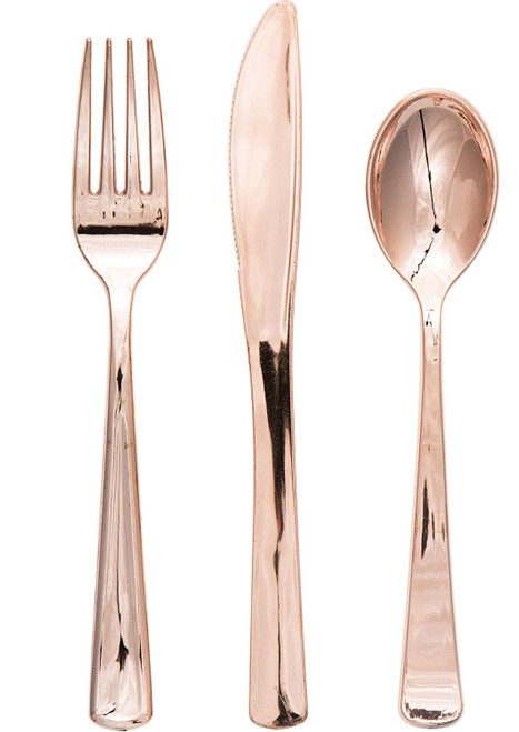 Creative Converting 24 Count Metallic Plastic Assorted Cutlery 315134 , Rose Gold
