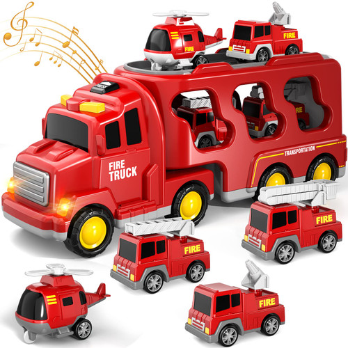 Fire Truck Toys for Toddlers 3 4 5 6 Years Old, 5 in 1 Truck Friction Power Toy Car, Fire Rescue Truck, Ladder Truck, Helicopter and Sprinkler, Christmas Birthday Gifts for Boys & Girls 3-5 Years Old Fire Truck Toys for Toddlers 3 4 5 6 Years Old, 5 in 1 Truck Friction Power Toy Car, Fire Rescue Truck, Ladder Truck, Helicopter and Sprinkler, Christmas Birthday Gifts for Boys & Girls 3-5 Years Old