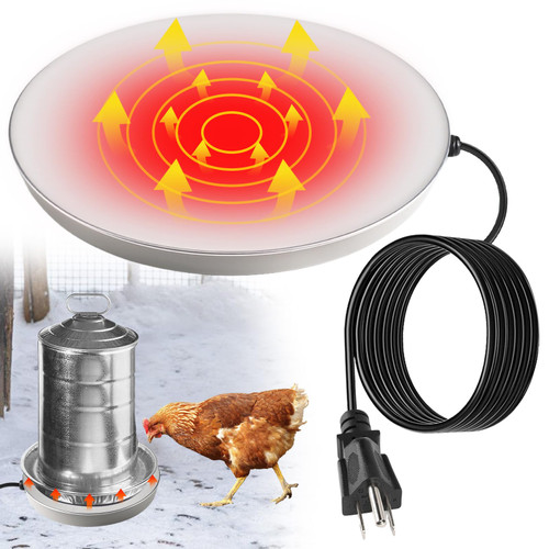 MEWTOGO Chicken Water Heater - 60W Poultry Waterer Drinker Heated Base for Winter, for 1-3 Gallon Plastic/Metal Poultry Founts, Thermostatically Controlled for Outdoor Indoor Coop