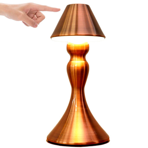 Brabola Touch Bedside Table Lamps, Cordless Rechargeable Desk Lamp Portable LED Battery Operated Night Light with 3 Dimmable Brightness Bedroom Light for Home, Office, Restaurant (Rose Gold)