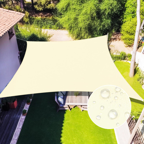 Amagenix Waterproof Sun Shade Sails Canopy, Cream Rectangle Outdoor Shade Canopy 6' x 10' UV Block Canopy Awning Shelter for Outdoor Patio Garden Backyard Activities