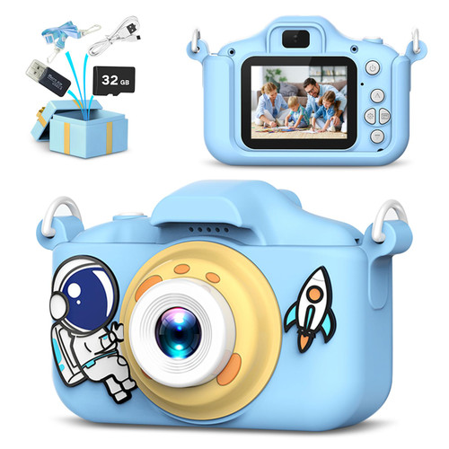 JCC Children Camera for Girls/Boys, Portable Selfie Toy Camera for Toddlers Age 3-12 Year Old,20MP 1080P HD Digital Video Camera with 32GB SD Card for Kids Birthday Christmas Festival Gifts (Blue)
