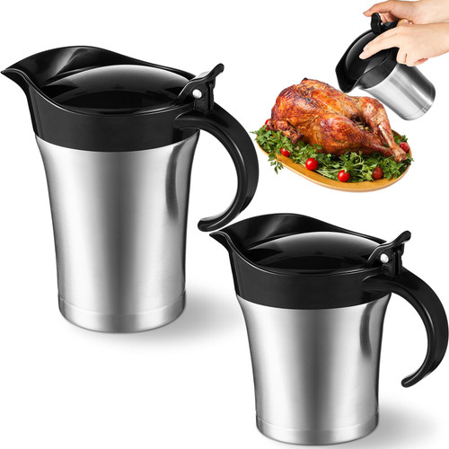 2 Pieces Insulated Gravy Boat with Lid 25 and 16.9 oz Thanksgiving Stainless Steel Double Wall Gravy Warmer Gravy Pitcher with Spout Gravy Server Sauce Jug for Home Serving Cream Salad Dressing Sauce 2 Pieces Insulated Gravy Boat with Lid 25 and 16.9 oz Thanksgiving Stainless Steel Double Wall Gravy Warmer Gravy Pitcher with Spout Gravy Server Sauce Jug for Home Serving Cream Salad Dressing Sauce