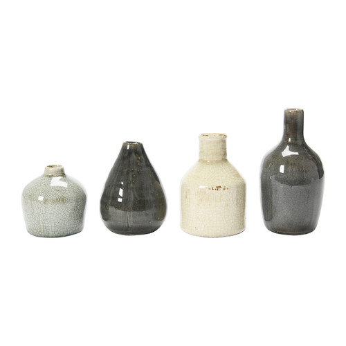 Creative Co-Op Decorative Stoneware Vases, Set of 4