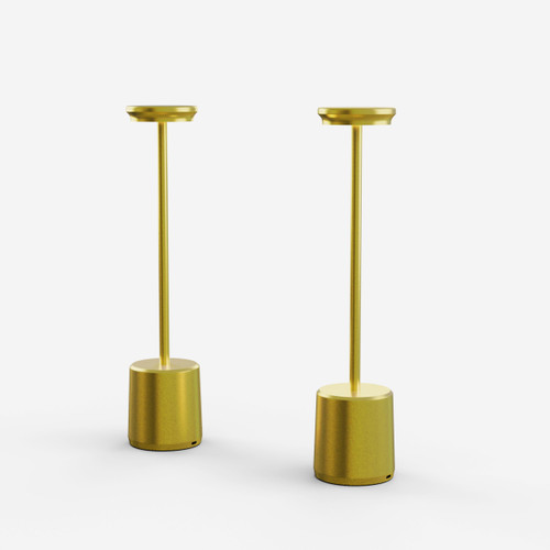 ACPLAY 2 Pack Cordless Table Lamp,Rechargeable 5000mAh Battery Powered Lamp,3 Color Stepless Dimming Up to 40 Hours Usage,LED Desk Lamp for Restaurant/Bedroom/Bars/Home Patio Outdoor (Gold (2-Pack))