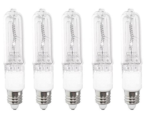 Anyray A1806Y (5)-Pack 200 Watt JD E11 200W Mini-Candelabra T4 Halogen Light Bulb, CLEAR Bulbs