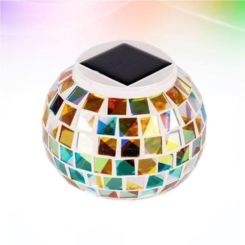 DOITOOL Solar Glass Garden Lights Outdoor Garden Lights Mosaic Light Solar Light Mosaic Glass Lamp Outdoor Solar Powered Lamp Mosaic Lamp Outdoor Patio Lights Household Desk Lamp