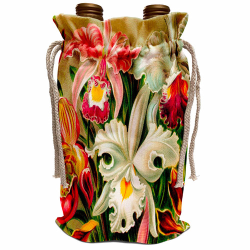 3dRose Pink and White Orchid Flowers Vintage Floral Art Orchids Flower... - Wine Bags (wbg-365422-1)