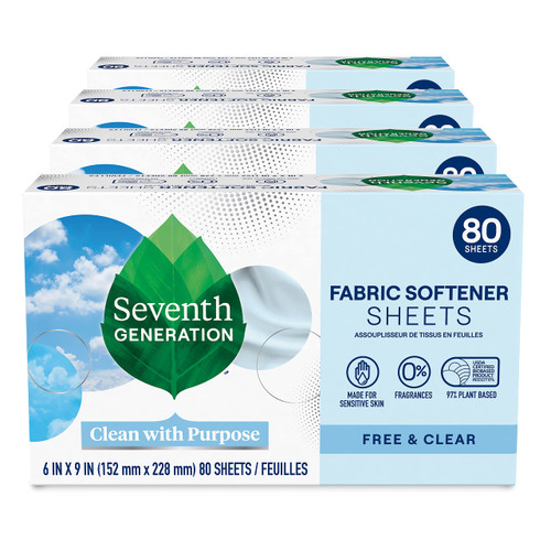 Seventh Generation Dryer Sheets Fabric Softener Free & Clear Fragrance Free 80 Sheets (Pack of 4) Seventh Generation Dryer Sheets Fabric Softener Free & Clear Fragrance Free 80 Sheets (Pack of 4)