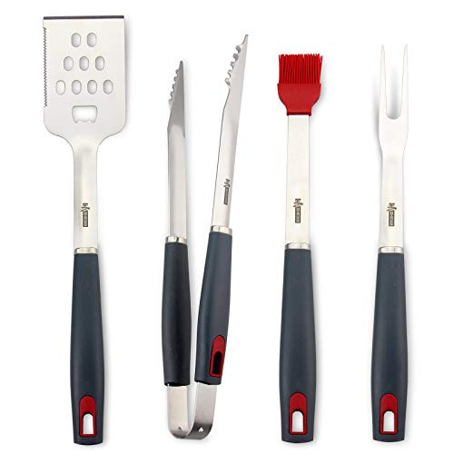 XI-HOME Heavy Duty Stainless Steel BBQ Tools, Barbecue Grilling Utensils Set, 4-Piece BBQ Tool Kit