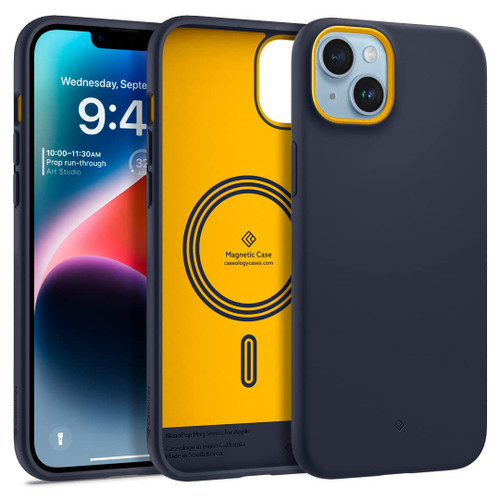 Caseology Nano Pop Mag Silicone Case [Built-in Magnet] Designed for Magsafe Compatible with iPhone 14 Case 5G (2022) with iPhone 13 (2021) - Blueberry Navy