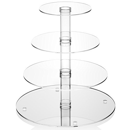 Utenlid 4-Tier Stacked Party Cupcake and Dessert Tower - Clear Acrylic Cake Stand