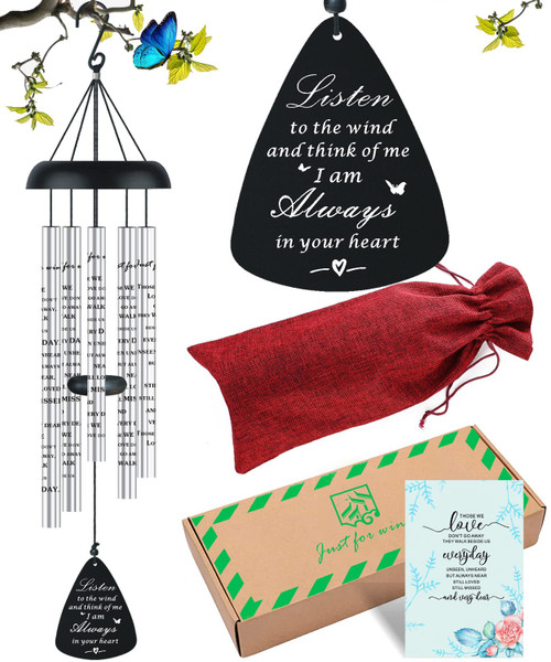 Sympathy Memorial Wind Chimes for Outside Loss of Loved One, Sympathy Gift Baskets Windchimes Outdoors in Memory of A Loved One, Grief Funeral Bereavement Memorial Gifts for Loss of Father Mother, 32"