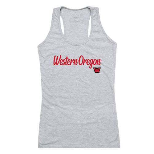Western Oregon University Wolves Women's Script Tank Top Tee T-Shirt - Heather Grey, X-Large