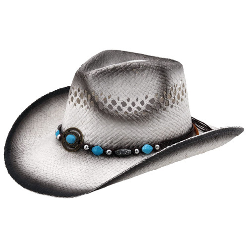 Retro Rodeo Wild Western Cowboy Hats for Men and Women - Raffia Straw - Black