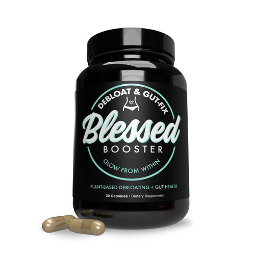 BLESSED Booster De-Bloat & Gut Fix - Daily De-Bloat & Gut Health for Belly Bloat Relief & Water Retention, Digestive Enzymes, Plant-Based, Vegan-Friendly, Gluten-Free, Sugar-Free (30 Capsules) BLESSED Booster De-Bloat & Gut Fix - Daily De-Bloat & Gut Health for Belly Bloat Relief & Water Retention, Digestive Enzymes, Plant-Based, Vegan-Friendly, Gluten-Free, Sugar-Free (30 Capsules)