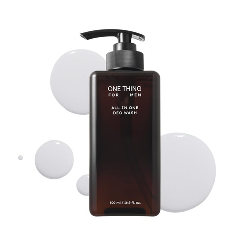 ONE THING FOR MEN All in One Deo Wash 16.9 fl oz | 4-in-1 Body Wash, Face Cleanser, Moisturizing Shampoo & Conditioner for Men's Sensitive Skin | Korean Skin Care