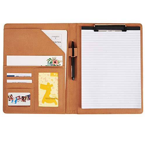 Document Organizer Padfolio Resume Portfolio Folder Clipboard Pad Holder Letter Size A4 with Writing Notepad Business Card Holder for School Office Interview (Black)