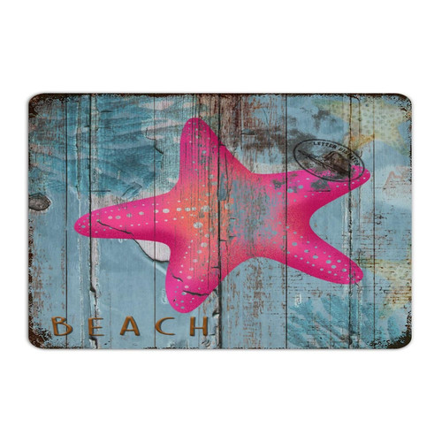 Nautical Beach Ocean Theme Underwater Starfish 12x18 Metal Signs Custom Dining Room Backyard Front Door Room Decor for Men Metal Plaque Shells Starfish Blue Coastal Aluminum Metal Sign for Bedroom