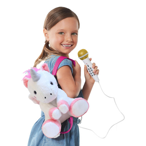 Singing Machine Portable Karaoke Machine for Kids, Plush Toy Backpack with Microphone - The Sing Along Crew, Uni Queen (White & Pink) - Built-In Karaoke Speaker with Songs, Sound Effects, & Recorder Singing Machine Portable Karaoke Machine for Kids, Plush Toy Backpack with Microphone - The Sing Along Crew, Uni Queen (White & Pink) - Built-In Karaoke Speaker with Songs, Sound Effects, & Recorder