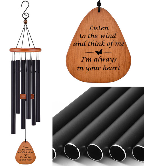 AMBOBE Memorial Sympathy Wind Chimes for Loss of Loved One, Bereavement Gift in Memory, Memorial Gifts for Loss of Mother Father Condolences Gift Basket, 32" Black AMBOBE Memorial Sympathy Wind Chimes for Loss of Loved One, Bereavement Gift in Memory, Memorial Gifts for Loss of Mother Father Condolences Gift Basket, 32" Black
