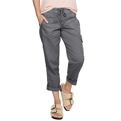 SAOJEYI-DG Women's Casual Straight Capri Pants Cargo Shorts Drawstring Stretchy Capri Pants with Pockets (Dark Grey,2XL)
