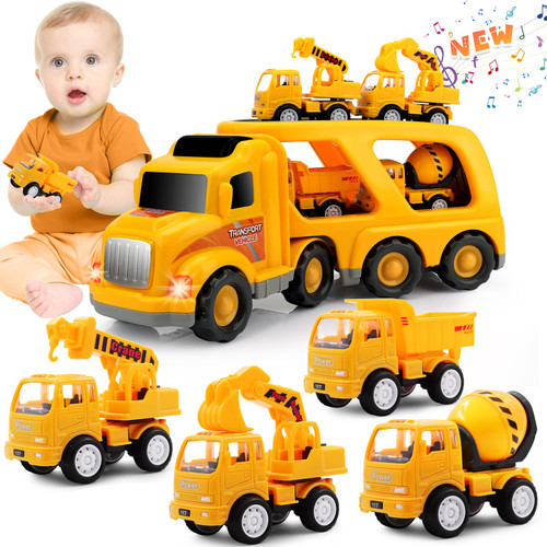 Nicmore Kids Toys Car for Boys: Boy Toy Trucks for 2 3 4 5 6 Year Old Boys Girls | Toddler Toys 5 in 1 Carrier Vehicle Construction Toys for Kids Age 2-3 2-4 3-5 | Birthday Party Boy Gifts for Kids