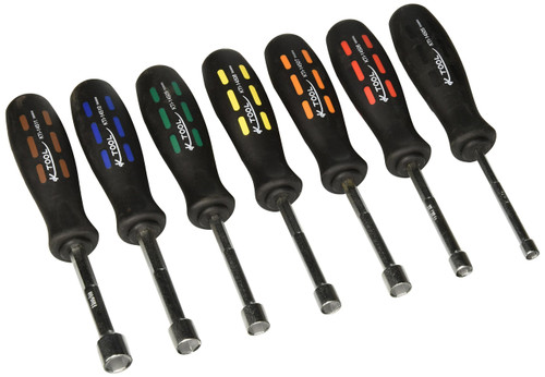 K Tool International 14500 Metric Nut Driver Set for Garages, Repair Shops and DIY, Alloy Steel Sockets, Ergonomic Soft Grip Handle, Color Coded, 5mm, 6mm, 7mm, 8mm, 9mm, 10mm, 11 mm, 7 Piece