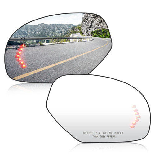 Left & Right Side Heated Mirror Glass with Turn Signal for 2007-2014 Cadillac Escalade Chevy Avalanche Silverado Suburban Tahoe GMC Sierra Yukon 1500 2500HD 3500HD GM1324138 for 2 PIN & 4 PIN