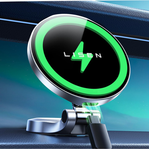 LISEN for Magsafe Car Mount Charger [15W PRO Charging] iPhone Samsung Wireless Car Charger Magnetic Phone Holder Mount, Dashboard Car Phone Holder Fits iPhone 15 Pro Plus Max 14 13 12 MagSafe Case